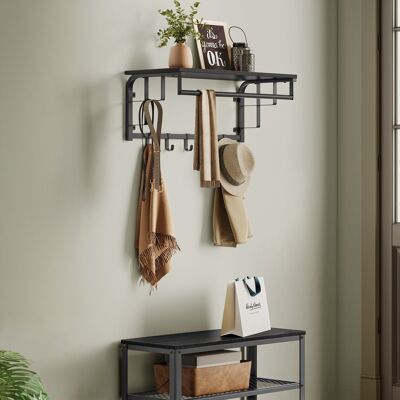 Perchero de pared con 5 ganchos gris antracita-negro