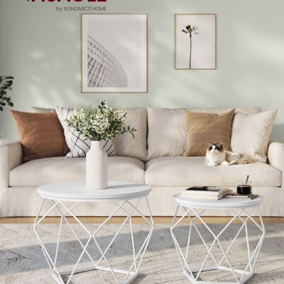 Ensemble de 2 tables basses avec plateau amovible blanc neige-blanc nuage