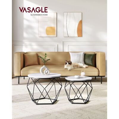 Ensemble de tables basses blanc-noir 2 pièces