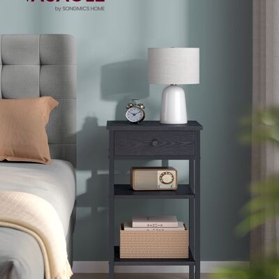 Bedside table with one drawer and 2 open compartments