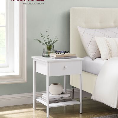 Bedside table with steel frame and easy assembly