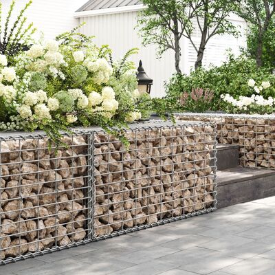 Gabion baskets 100 x 50 x 30 cm set of 10 silver