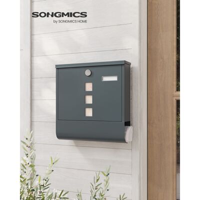 Letterbox with lock and newspaper compartment anthracite