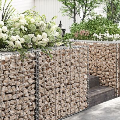 Cestini gabbioni 100 x 30 x 30 cm set da 3 argento