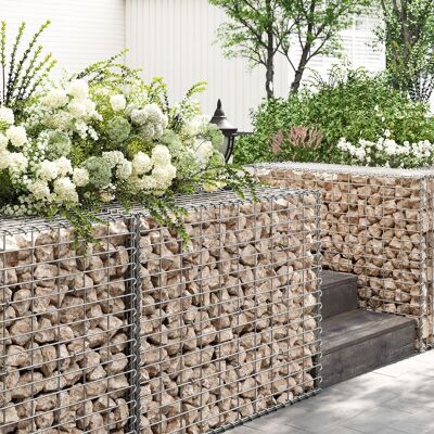 Cestini gabbioni 100 x 80 x 30 cm set da 2 argento
