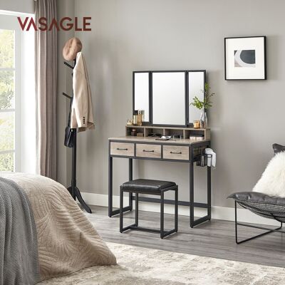 Set da toeletta con specchio pieghevole greige-nero