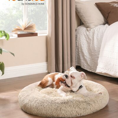Cama mullida para perros con cojín de donut Ombré-Khaki