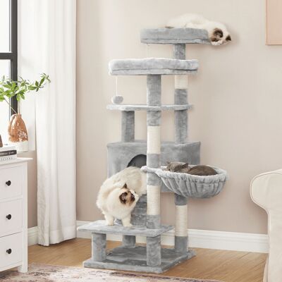 Tiragraffi con albero per gatti grigio chiaro