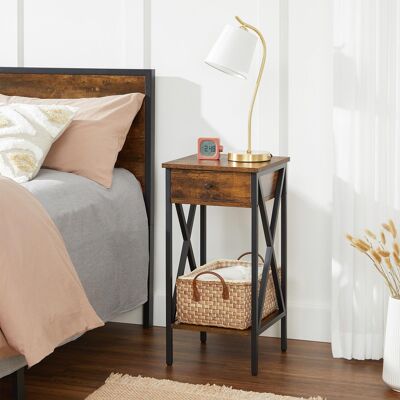 Table de chevet vintage marron-noir
