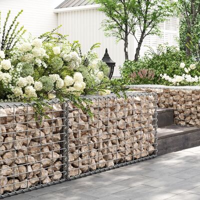 Panier métallique 100 x 30 x 30 cm lot de 2 argent