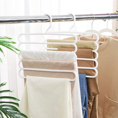 Percha para pantalones ahorradora de espacio blanca