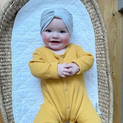 Mustard ribbed baby grow