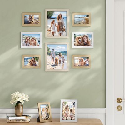 Conjunto de fotografías de 10 piezas, natural eikenkleurig, wolkenwit, natural beige
