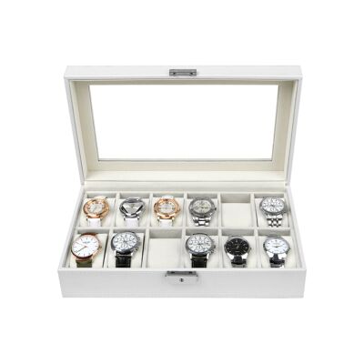 Witte horlogedoos voor 12 horloges