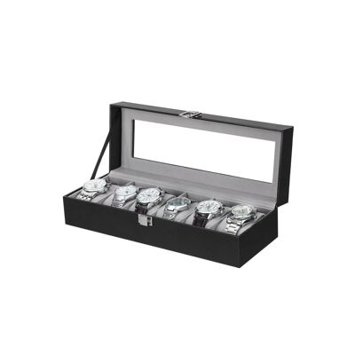 Rechthoekige horlogebox voor 6 horloges