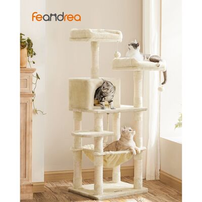 Kattenboom con tappeto sospeso 143 cm beige