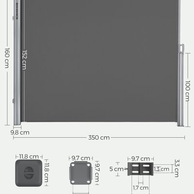 Zijluifel 160 x 350 cm antraciet
