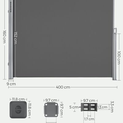 Zijluifel 160 x 400 cm antraciet