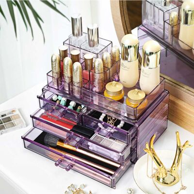 Cosmetische organizador met lades lavendelkleur