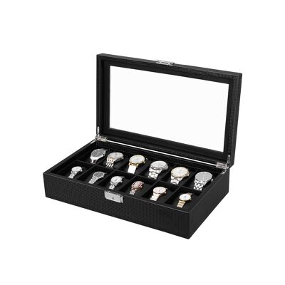 Caja de reloj para 12 relojes Negro
