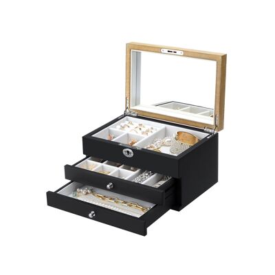 Elegante sieradendoos met spiegel zwart
