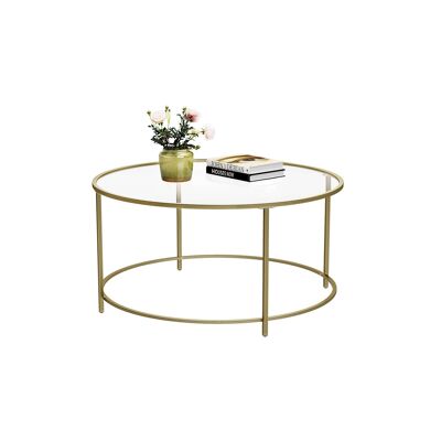Table de salon ronde avec lame en verre
