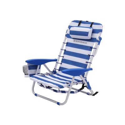 Strandstoel met kussen blauw en wit