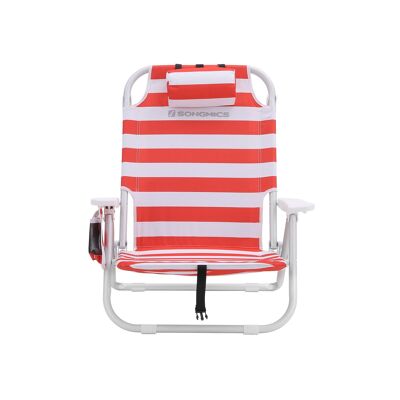 Strandstoel met koeltas rood en wit