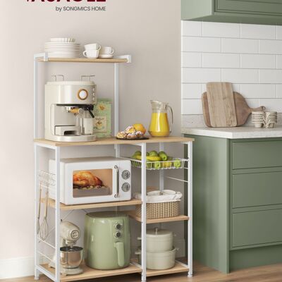Keukenplank met metalen mand eiken beige-klassiek wit