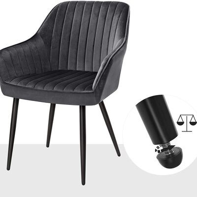 Eetkamerstoelen set van 6 met metalen poten grijs