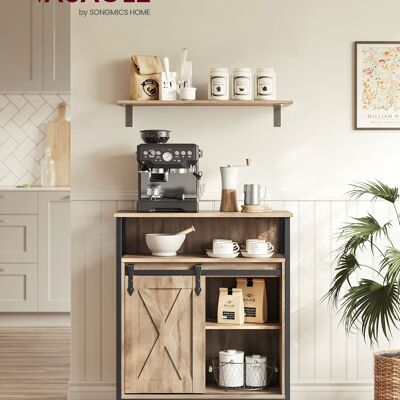 Dressoir met schuifdeur landelijke stijl eiken bruinzwart