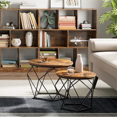 Set van 2 salontafels vintage brun-zwart