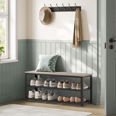 Schoenenbank met 2 gaasplanken 30 x 100 x 45 cm greige-zwart