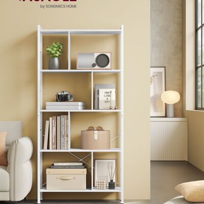 Plank met 5 niveaus en metalen frame esdoorn wit-wolkwit