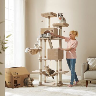 Kattenboom groot 206 cm hoog meerlaags kameelbruin