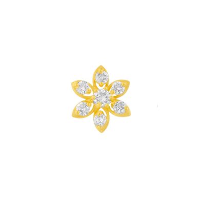 Pendiente individual de estrella de diamantes en oro macizo de 14 k