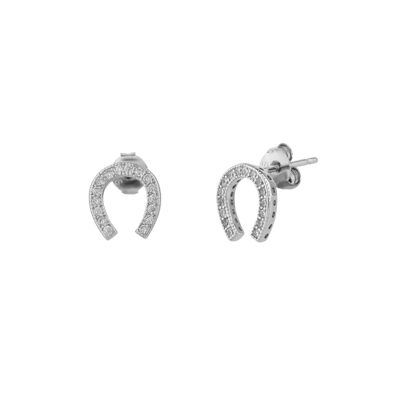 Boucle d'oreille à tige en argent sterling en forme de fer à cheval