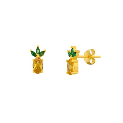 Boucles d'oreilles à tige en argent sterling ananas