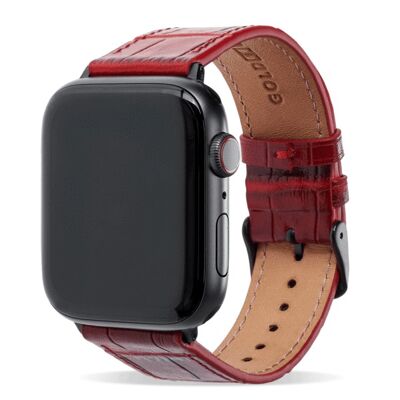 Bracelet Apple Watch Croco rouge (adaptateur noir) 38/40/41mm