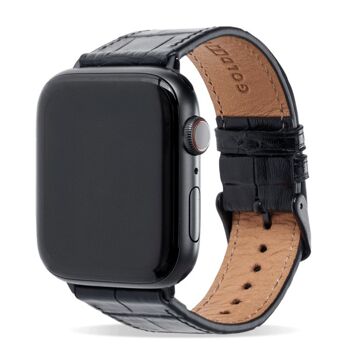 Bracelet Apple Watch Croco noir (adaptateur noir) 38/40/41mm 1