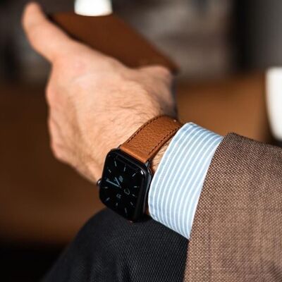 Cinturino per Apple Watch nappa marrone (adattatore nero) 38/40/41mm
