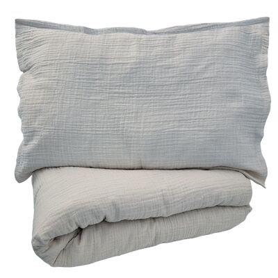 Set di biancheria da letto grande in cotone biologico grigio argento