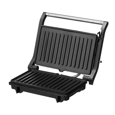 Parrilla doble con presion y termostato regulable. 1000W de potencia. 29,3 x 23 cm Color: Negro