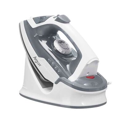 Fer à repasser sans fil gris avec semelle en céramique, 1600W de puissance et capacité de 170ml. Gris