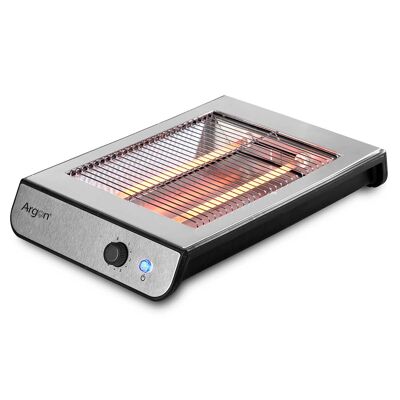 Tostador plano de acero con 600W, bandeja extraible recogemigas y 6 intensidades. Color: Plata