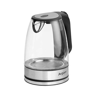 Hervidor de agua de cristal y acero inoxidable. 2000W y 1.8L. Color: Negro