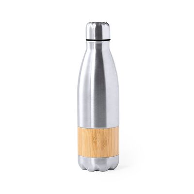 Bouteille Nature en acier inoxydable et bambou 750 ml Couleur : Argent
