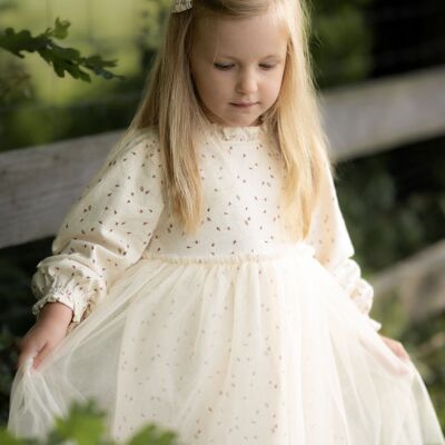 Vestido de franela con falda de tul