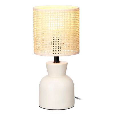 Lámpara de sobremesa de cerámica diseño forma. Potencia máxima 60W. Color: Blanco/Amarillo