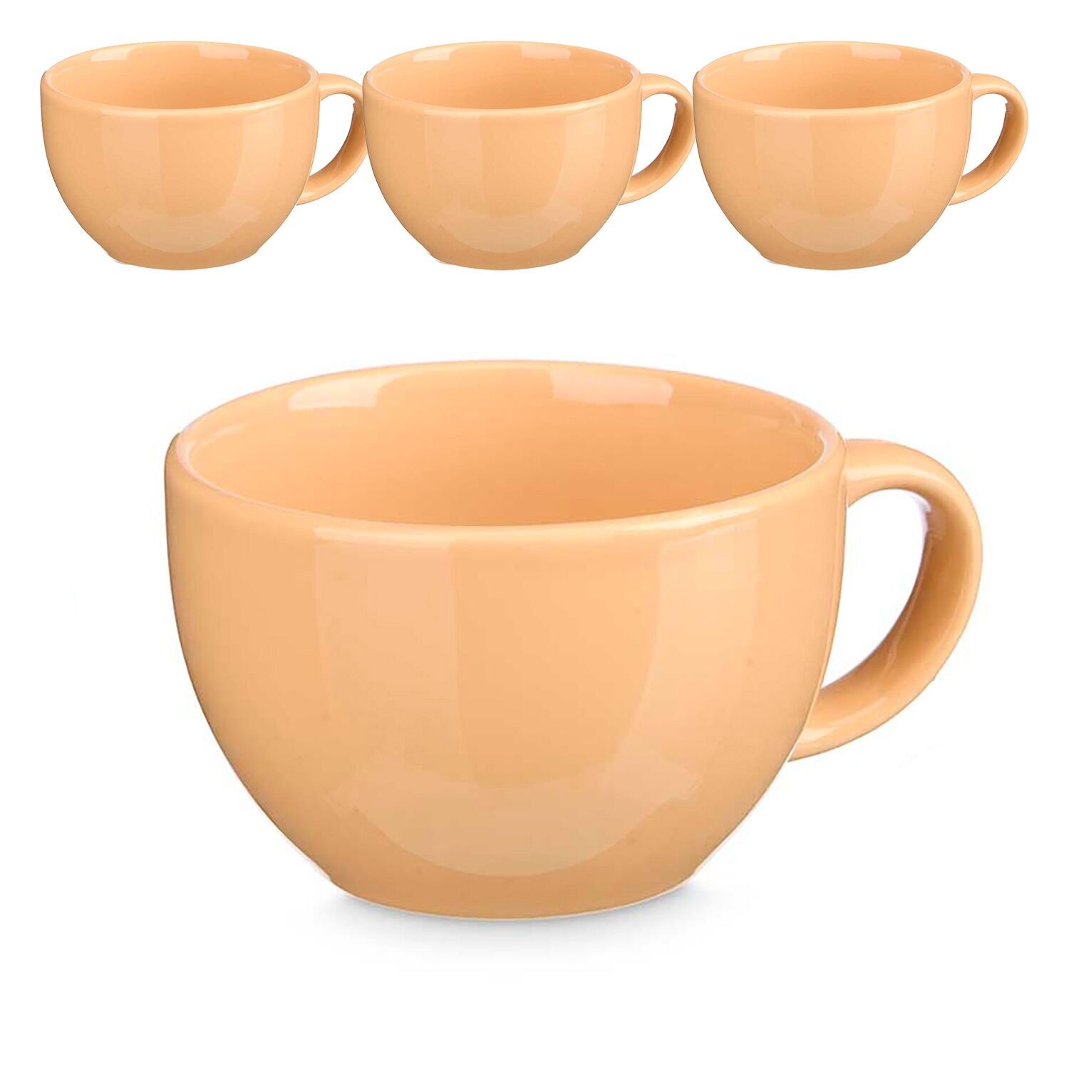 Set di 4 ciotole in porcellana beige. Capacità 480 ml. Colore: Beige